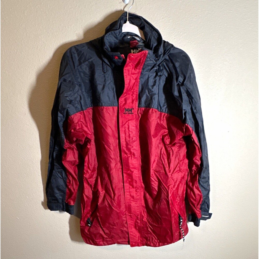 Helly Hansen Men’s Hooded Windbreaker Jacket Red/Navy Colorblock Size M